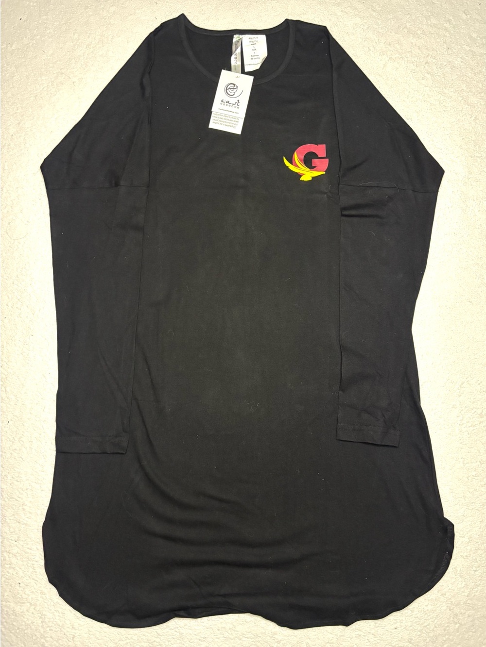 Express Black Long Sleeve Tee with Red and Yellow G Logo